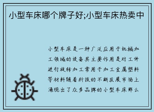 小型车床哪个牌子好;小型车床热卖中
